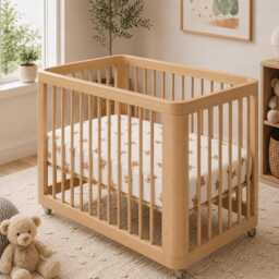 Nestig Mini Crib Fitted Sheet, Compatible With Cloud Snow Wave, Pure Cotton Baby Handmade in UK - thumbnail 2