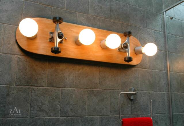 Vanity Light, Skateboard, Bathroom Light Fixture. Wall Light. Skateboarding - image 1