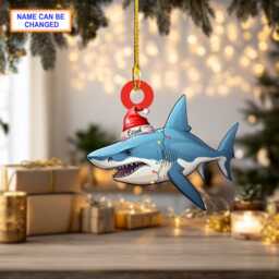 Custom Name Shark Personalized Ornament, Christmas Tree Hanging Decor, Flat 2D Gift For Lover - thumbnail 2