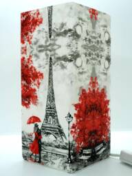 Paris Eiffel Tower Lamp Frosted Glass Decoupage Table Lamp