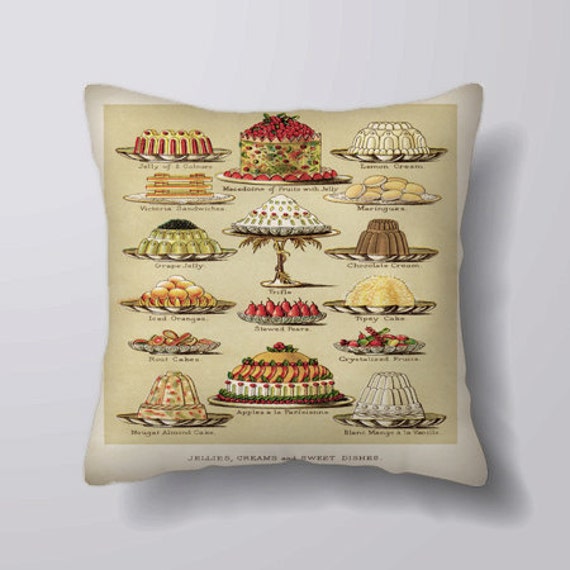 Vintage Dessert Pudding Sweet Cake - Can Be Customizeable Personlized Cushion Cover Case Or Stuffed With Insert - image 1