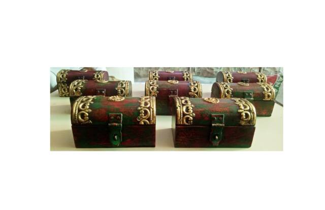 Brass Fitted Wooden Trinket Box Antique Vintage Look, Hand Crafted - image 1