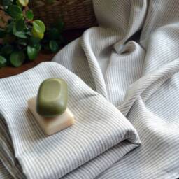Linen Large Thorw Towel Gift For Him Striped Natural Bath Sheet Pre Washed Body Rustic Eco Firendly Flat 39 X 55 Inches - thumbnail 4