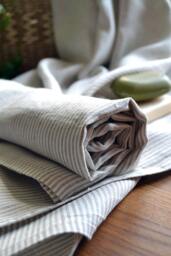 Linen Large Thorw Towel Gift For Him Striped Natural Bath Sheet Pre Washed Body Rustic Eco Firendly Flat 39 X 55 Inches - thumbnail 1
