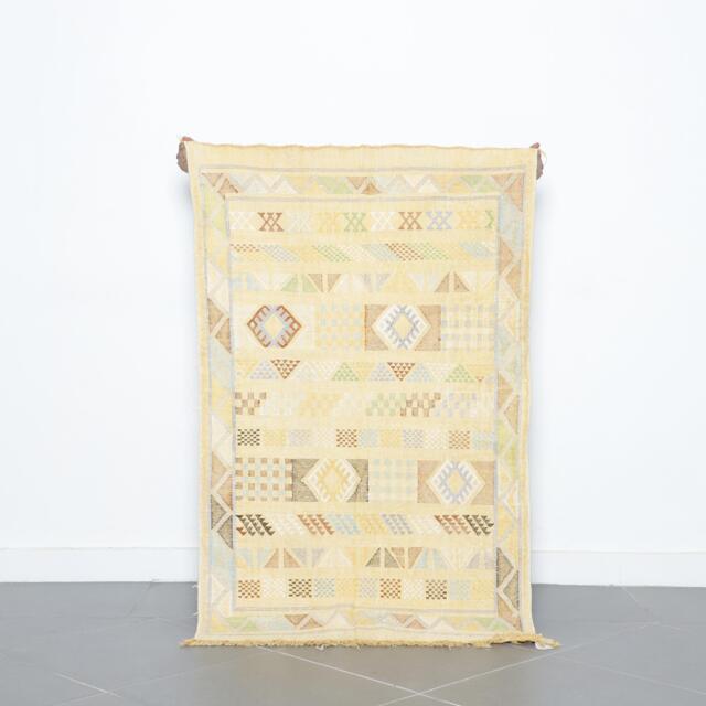 Yellow Moroccan Berber Rug 3x4.6Ft Handwoven Wool Kilim Carpet - image 1