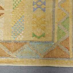 Yellow Moroccan Berber Rug 3x4.6Ft Handwoven Wool Kilim Carpet - thumbnail 3