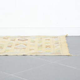 Yellow Moroccan Berber Rug 3x4.6Ft Handwoven Wool Kilim Carpet - thumbnail 2