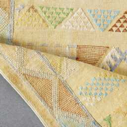 Yellow Moroccan Berber Rug 3x4.6Ft Handwoven Wool Kilim Carpet - thumbnail 4