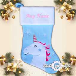 Personalised Christmas Stocking Luxury Embroidered Xmas Stockings Girl Unicorn Blue - thumbnail 2