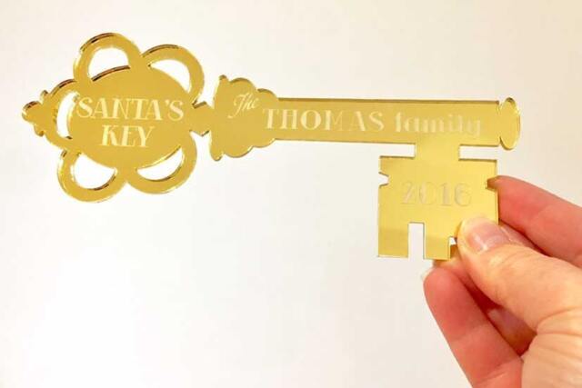 Christmas - Santas Key Engraved With Your Family Name Fun Personalised Custom Decoration - Key1601 Made in Melbourne Australia - image 1