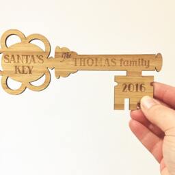 Christmas - Santas Key Engraved With Your Family Name Fun Personalised Custom Decoration - Key1601 Made in Melbourne Australia - thumbnail 2