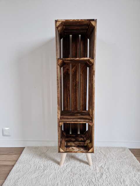 Burnt Wood Shoe Rack Tall Wooden Crate With Legs - image 1