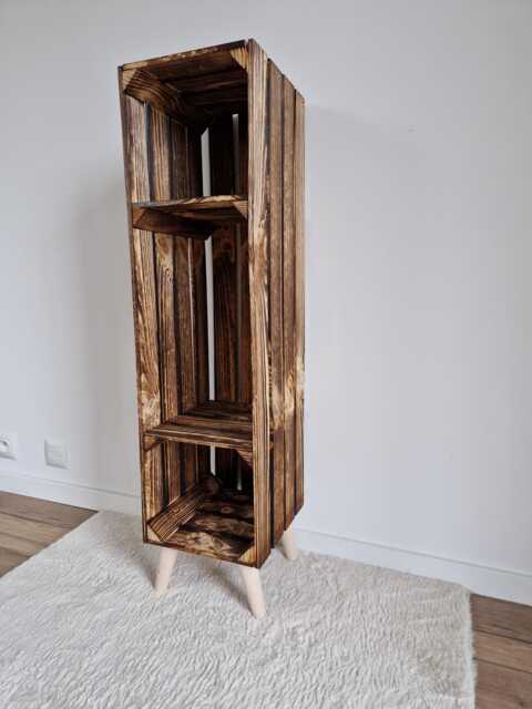 Burnt Wood Shoe Rack Tall Wooden Crate With Legs - image 1