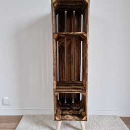 Burnt Wood Shoe Rack Tall Wooden Crate With Legs - thumbnail 2