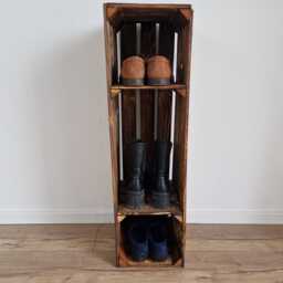 Burnt Wood Shoe Rack Tall Wooden Crate With Legs - thumbnail 3
