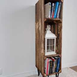 Burnt Wood Shoe Rack Tall Wooden Crate With Legs - thumbnail 4