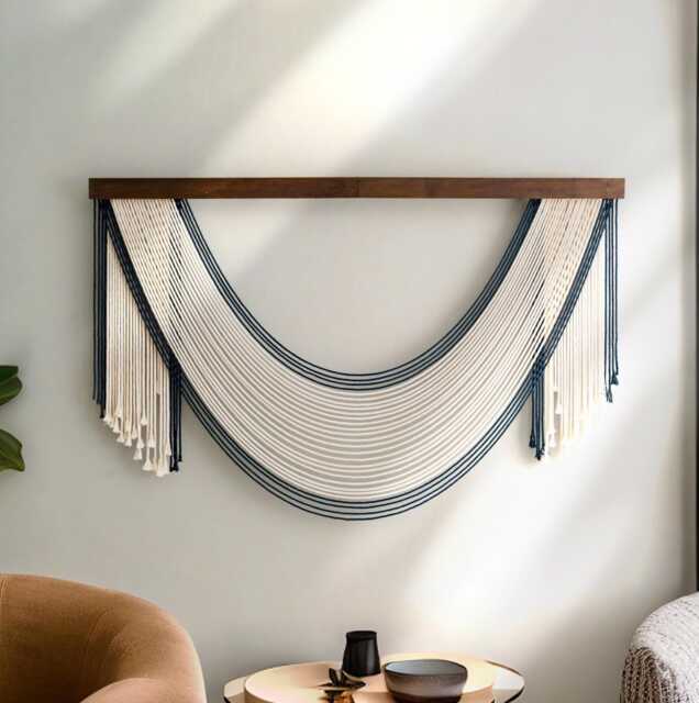 Yarn Wall Hanging, Living Room Art, Decor Minimalist, Gift For Mom, Botanical First Home Gift, Boho Bedroom V59 - image 1