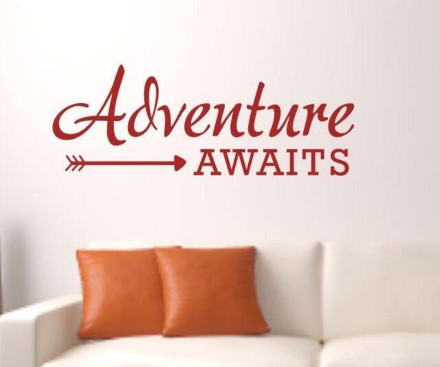 Wall Decal Quote - Adventure Awaits Arrow Vinyl Travel Decal - image 1