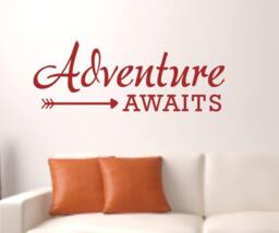 Wall Decal Quote - Adventure Awaits Arrow Vinyl Travel Decal - thumbnail 1
