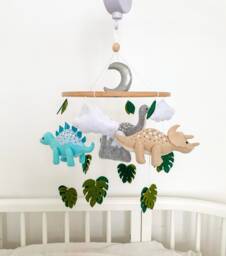 Dinosaur Baby Mobile, Dinosaur Nyrsery Decor, Crib Custom Shower