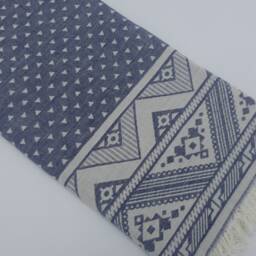 "Turkish Towel, Kilim Desing Towel, Handmade Towel, Navy Blue Towel, Soft Towel, Aztec Towel, Double Face Towel, 36""x70" - thumbnail 2