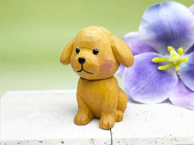 Custom Hand-Carved Wooden Puppy, Adorable Yellow Puppy Figurine, Carved Ornament Figurine Animal Decor For Dog Owner, Christmas Gifts - image 1