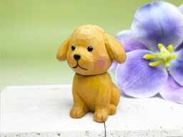 Custom Hand-Carved Wooden Puppy, Adorable Yellow Puppy Figurine, Carved Ornament Figurine Animal Decor For Dog Owner, Christmas Gifts - thumbnail 1