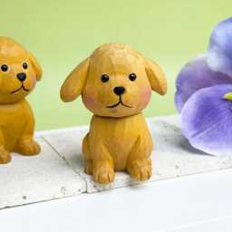 Custom Hand-Carved Wooden Puppy, Adorable Yellow Puppy Figurine, Carved Ornament Figurine Animal Decor For Dog Owner, Christmas Gifts - thumbnail 2