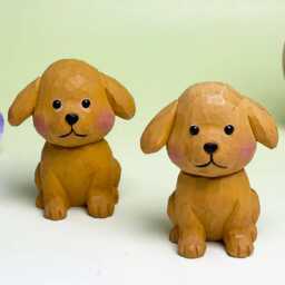 Custom Hand-Carved Wooden Puppy, Adorable Yellow Puppy Figurine, Carved Ornament Figurine Animal Decor For Dog Owner, Christmas Gifts - thumbnail 3