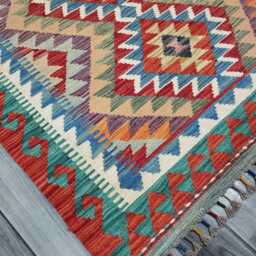Classic Rug, Handmade Artisan Afghan Turkish Scandinavian Navajo Bohemian Wool Flatweave Multicolour Kilim Rug 151x98 cm - thumbnail 2