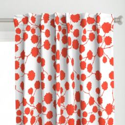 Red Orange Flower Curtain Panel - Spring Blooms Nature Botanical Bright Blossom Custom Blossoming Flame By Elephantandrose - thumbnail 1