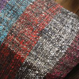 50cm - Or 20Inch Vintage Kilim Cushion Cover Handwoven - Goat Hair/Wool/Linen Speckled Turquoise Red Purple - thumbnail 3