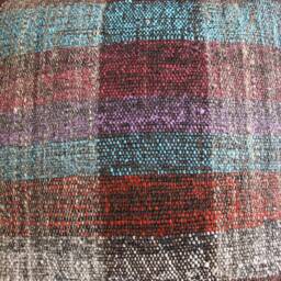 50cm - Or 20Inch Vintage Kilim Cushion Cover Handwoven - Goat Hair/Wool/Linen Speckled Turquoise Red Purple - thumbnail 2