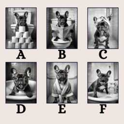 French Bulldog Bathroom Print Set, Funny Dog Wall Art, Animal Toilet Decor, Quirky Guest Poster, Frenchie Lover Gift - thumbnail 3