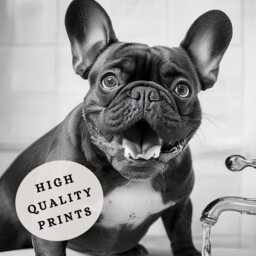 French Bulldog Bathroom Print Set, Funny Dog Wall Art, Animal Toilet Decor, Quirky Guest Poster, Frenchie Lover Gift - thumbnail 2