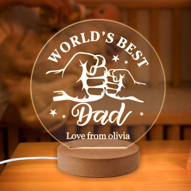 Personalised Father's Day Night Light Gifts 7 Colors Acrylic Lamp Fathers Custom From Daughter Son Gift For Dad Daddy - image 1