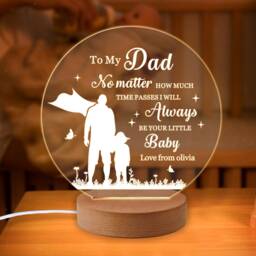 Personalised Father's Day Night Light Gifts 7 Colors Acrylic Lamp Fathers Custom From Daughter Son Gift For Dad Daddy - thumbnail 2