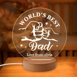 Personalised Father's Day Night Light Gifts 7 Colors Acrylic Lamp Fathers Custom From Daughter Son Gift For Dad Daddy - thumbnail 1