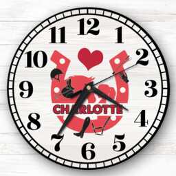 Girls Horseshoe Horse Children's Personalised Gift For Kid's Bedroom Clock - Kids Clock, , Custom Wall - thumbnail 1