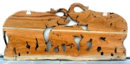 "Wood Carving Of 5 Elephant Family Art Hand Carved Natural Teak Elephants Home Decor Wall Hanging Handmade Gift 32""x8.75" - thumbnail 4