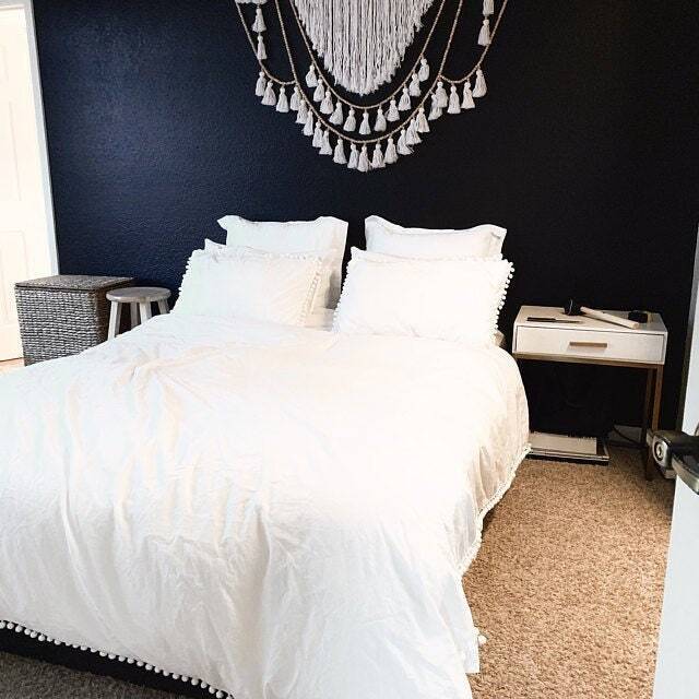 White Wall Hanging Art Boho Home Decor, Wallknot, Tassels Headboard - image 1