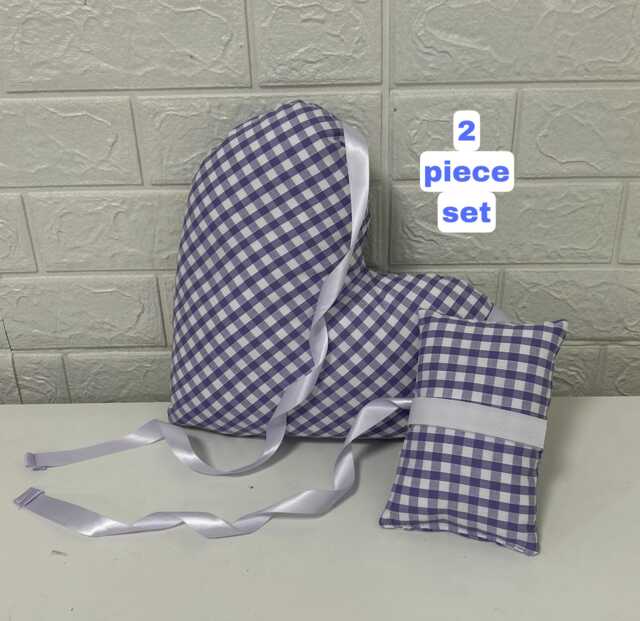 Lilac Gingham Mastectomy 2 Piece Gift Set Heart Pillow + Seatbelt Surgery Recovery Top Lumpectomy Post-Op Comfort - image 1