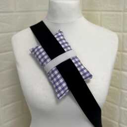 Lilac Gingham Mastectomy 2 Piece Gift Set Heart Pillow + Seatbelt Surgery Recovery Top Lumpectomy Post-Op Comfort - thumbnail 3