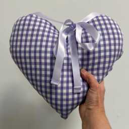 Lilac Gingham Mastectomy 2 Piece Gift Set Heart Pillow + Seatbelt Surgery Recovery Top Lumpectomy Post-Op Comfort - thumbnail 2