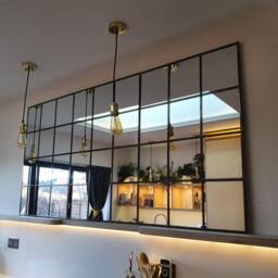 Very Large Industrial Leaded Window Mirror 6Ftx3Ft Handmade By Catfish Glass. 3 Piece - thumbnail 2
