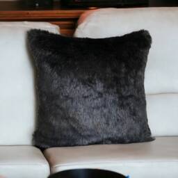 Black Faux Fur Decorative Pillow Cover, Cushion, Throw Pillow, Living Room, Home Decor, Gifts For Her - thumbnail 4