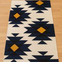 Handwoven Wool Kilim Rug Blue Beige Modern Flatweave, Contemporary Besopke Boho Decor, Minimalist Carpet - thumbnail 2