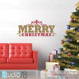 Merry Christmas Vinyl Wall Decal - Holiday Home Decor - 10 X 28 - thumbnail 3