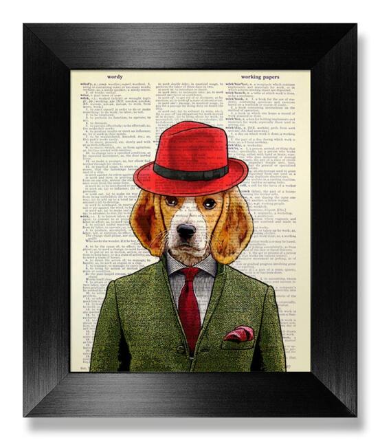 Home Office Art, Kitchen Wall Decor, Friendship Gift Unique Best Friend Gift, Bathroom Funny Master Bedroom Artwork, Red Hat Dog