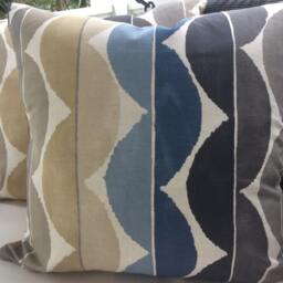 Scion Pillow Cover in Cadet & Pebble Yoki Denim Linen, Taupe Linen Backing - thumbnail 2